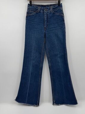 Zeppelin Jeans Women 30 Blue Denim Vintage Bootcut Flare Raw Hem High Rise